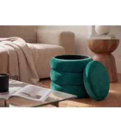 Pufa VOGUE 40 cm z schowkiem welwet zielony