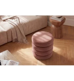 Pufa VOGUE 40 cm z schowkiem welwet różowa