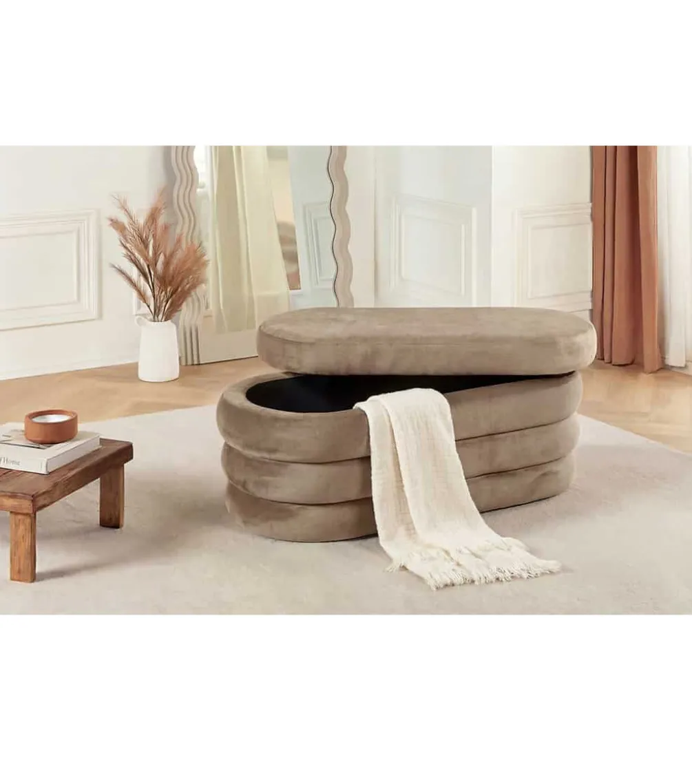 Pufa VOGUE 85 cm z schowkiem welwet champagne