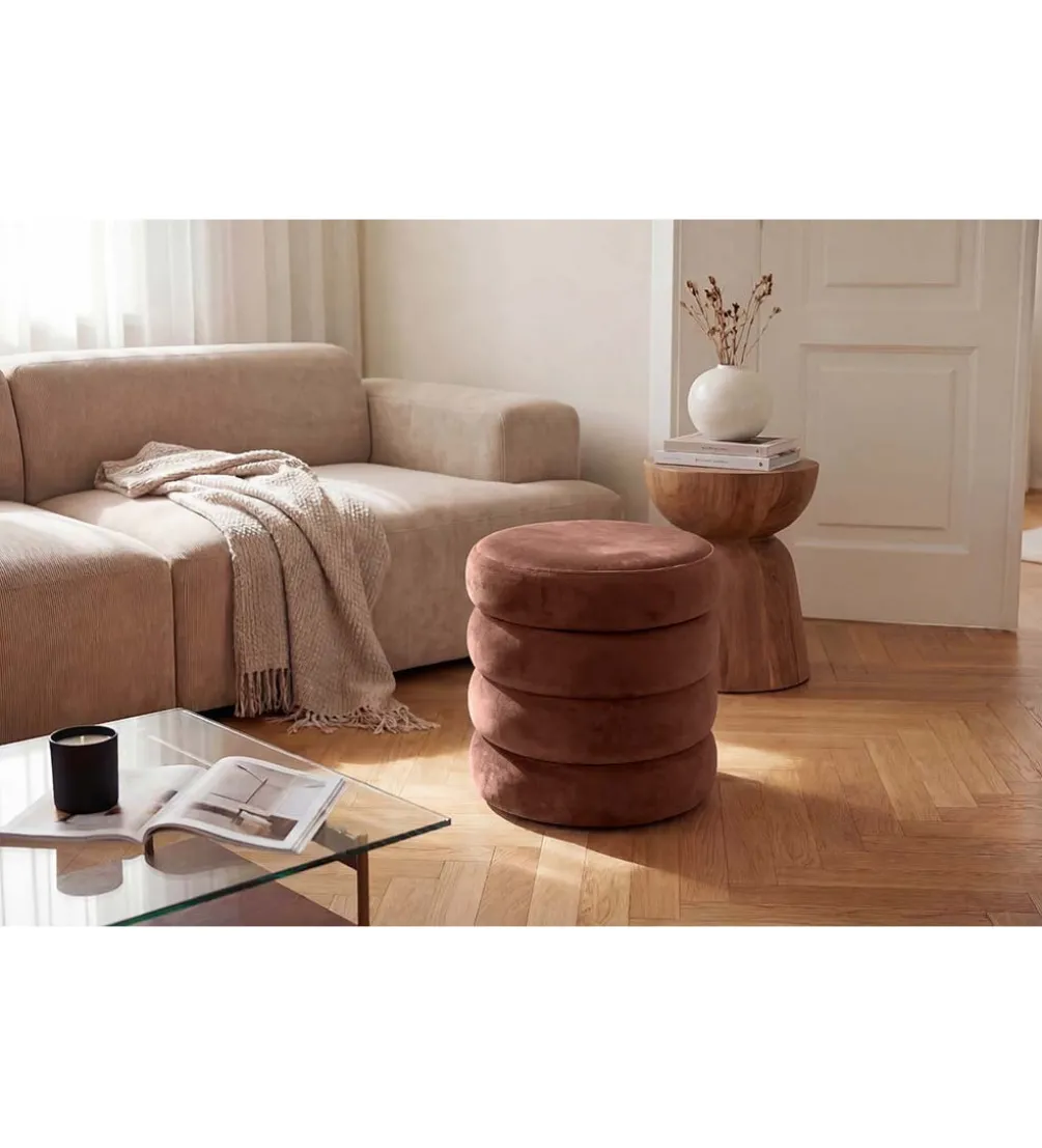 Pufa VOGUE 40 cm z schowkiem welwet brązowy miedziany