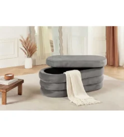 Pufa VOGUE 85 cm z schowkiem welwet szara