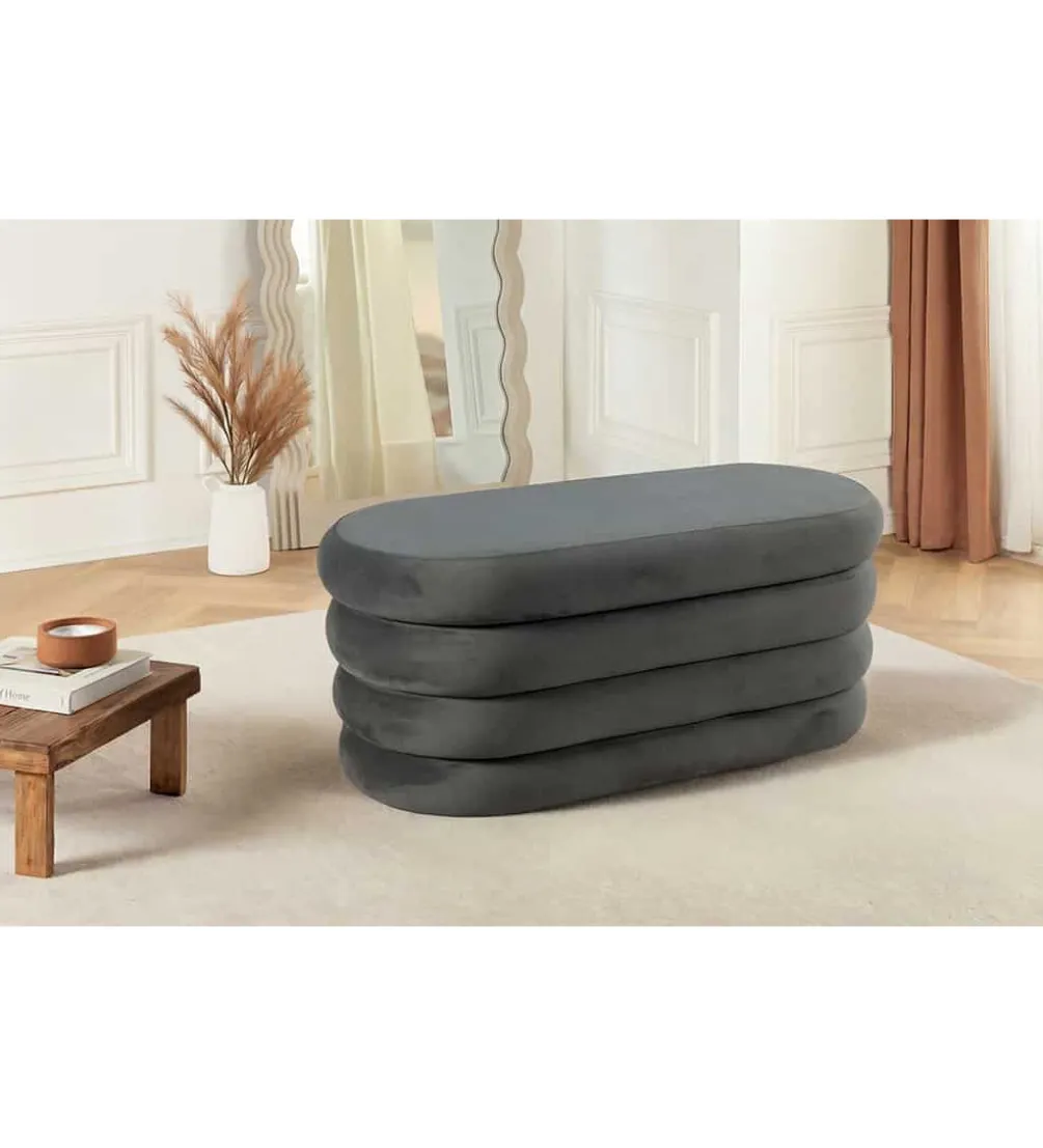 Pufa VOGUE 85 cm z schowkiem welwet szara