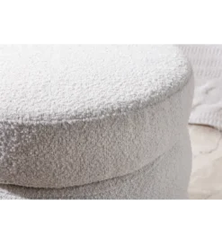 Pufa VOQUE 50 cm z pojemnikiem Bouclé kremowo biała