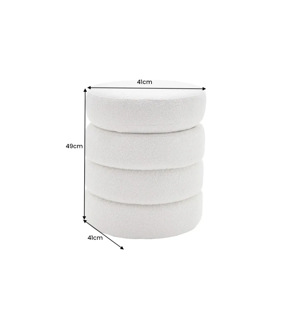 Pufa VOQUE 50 cm z pojemnikiem Bouclé kremowo biała