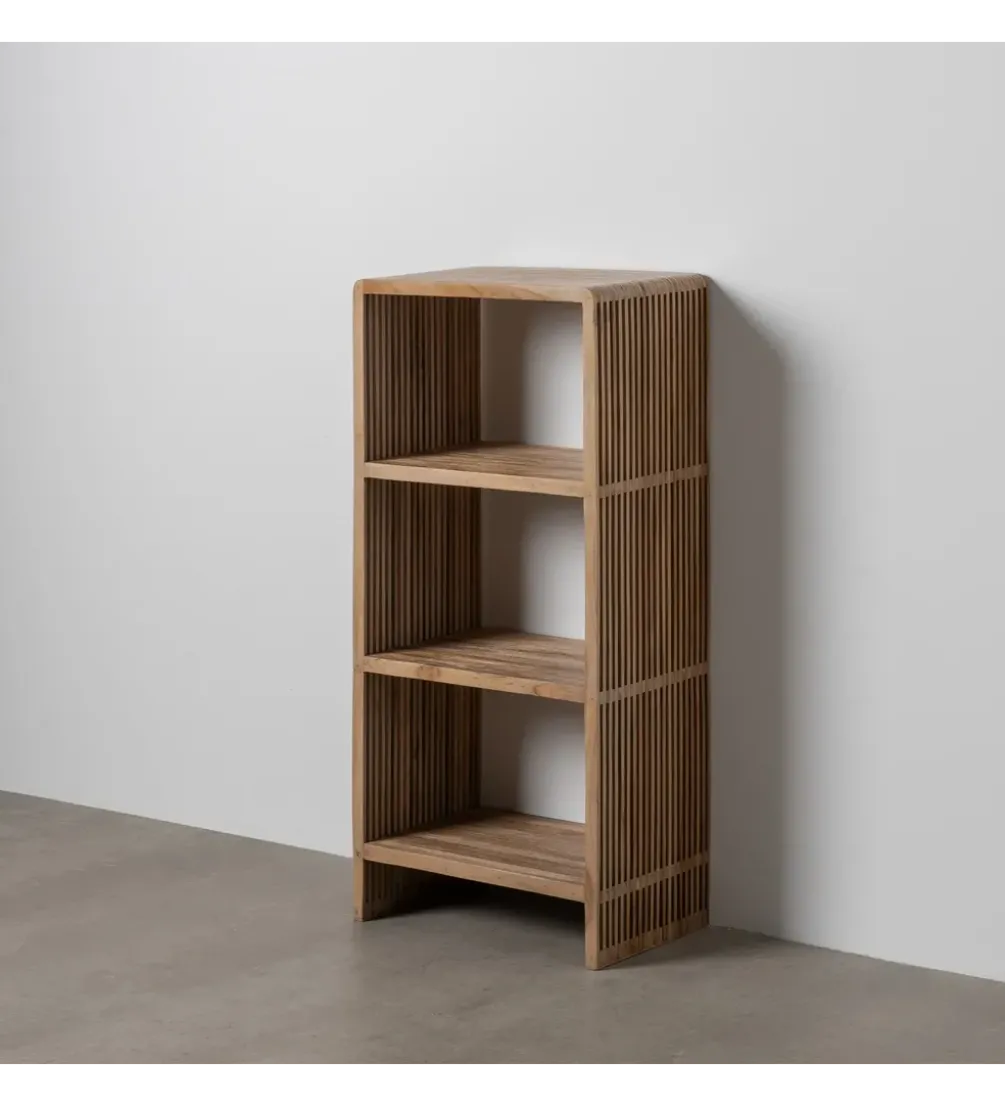 Regał BELLAMONTE 116 cm naturalny drewno teak