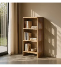 Regał BELLAMONTE 116 cm naturalny drewno teak
