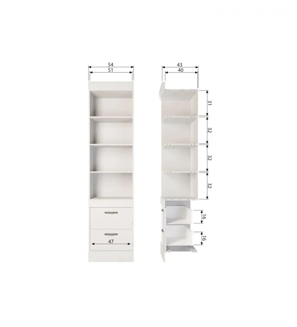 Regał BOLD 215 cm drewno sosny biały