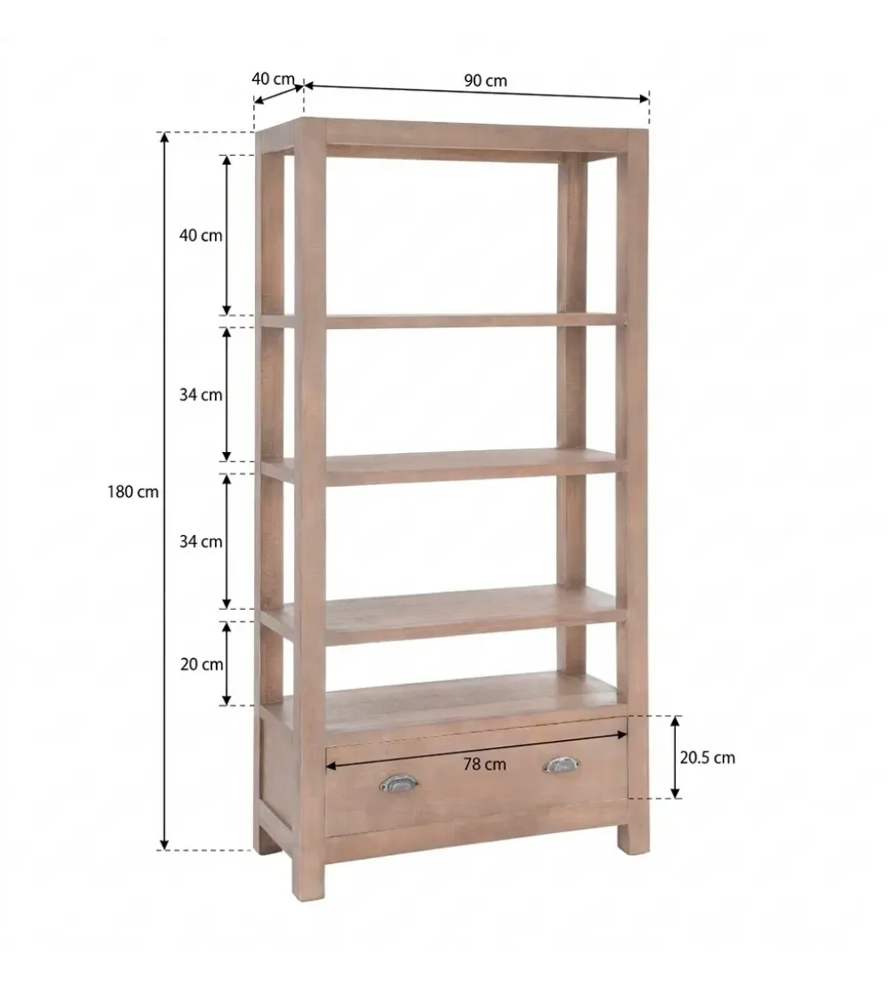 Regał COTTAGE 180 cm drewno sosny