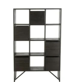Regał HERTAB 158 cm drewno teak czarny