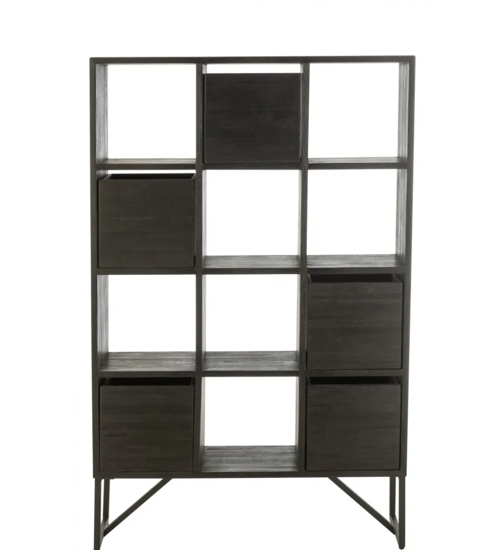Regał HERTAB 158 cm drewno teak czarny