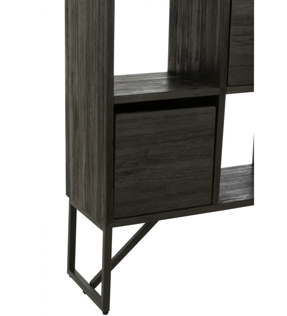 Regał HERTAB 158 cm drewno teak czarny
