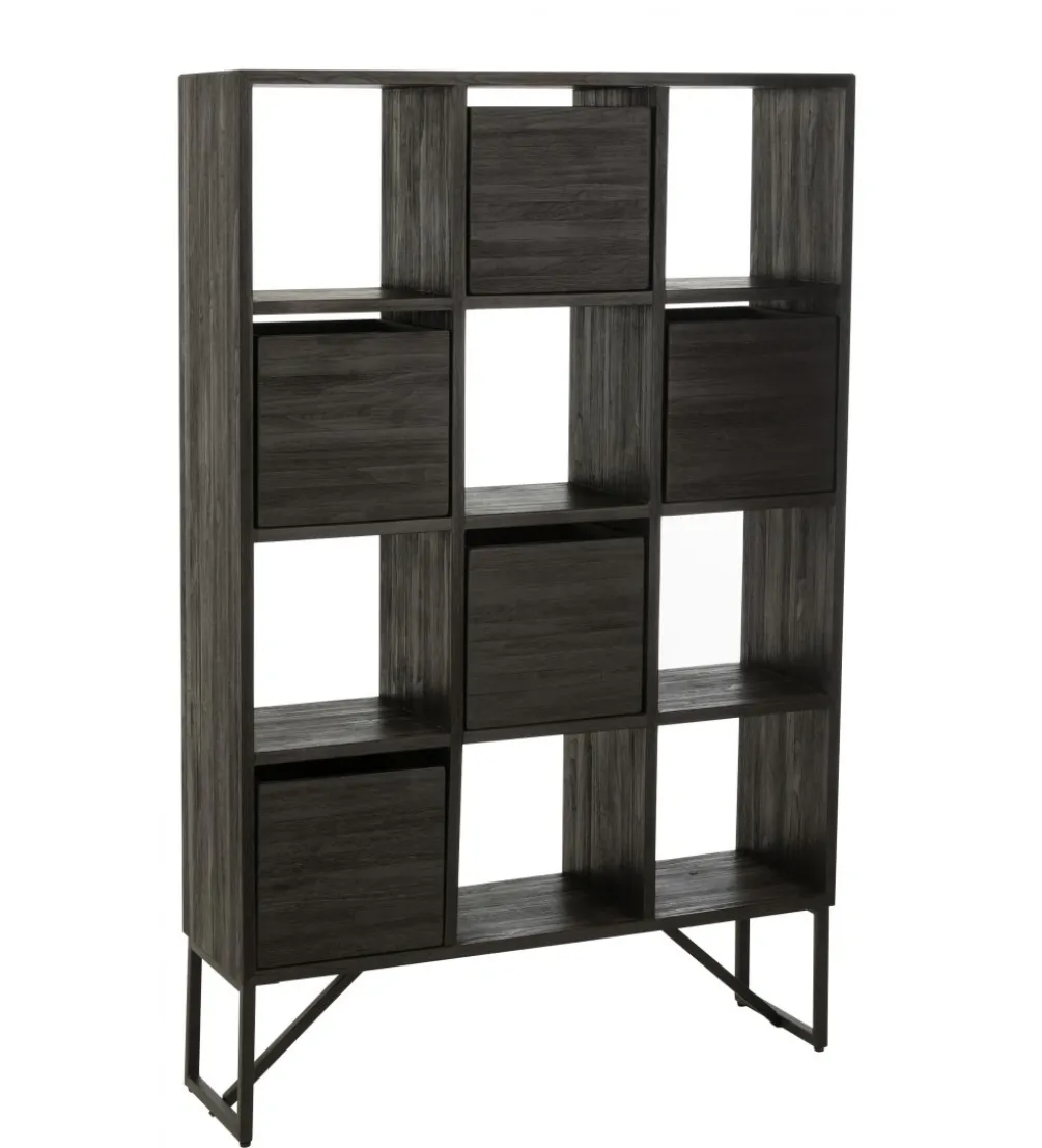 Regał HERTAB 158 cm drewno teak czarny
