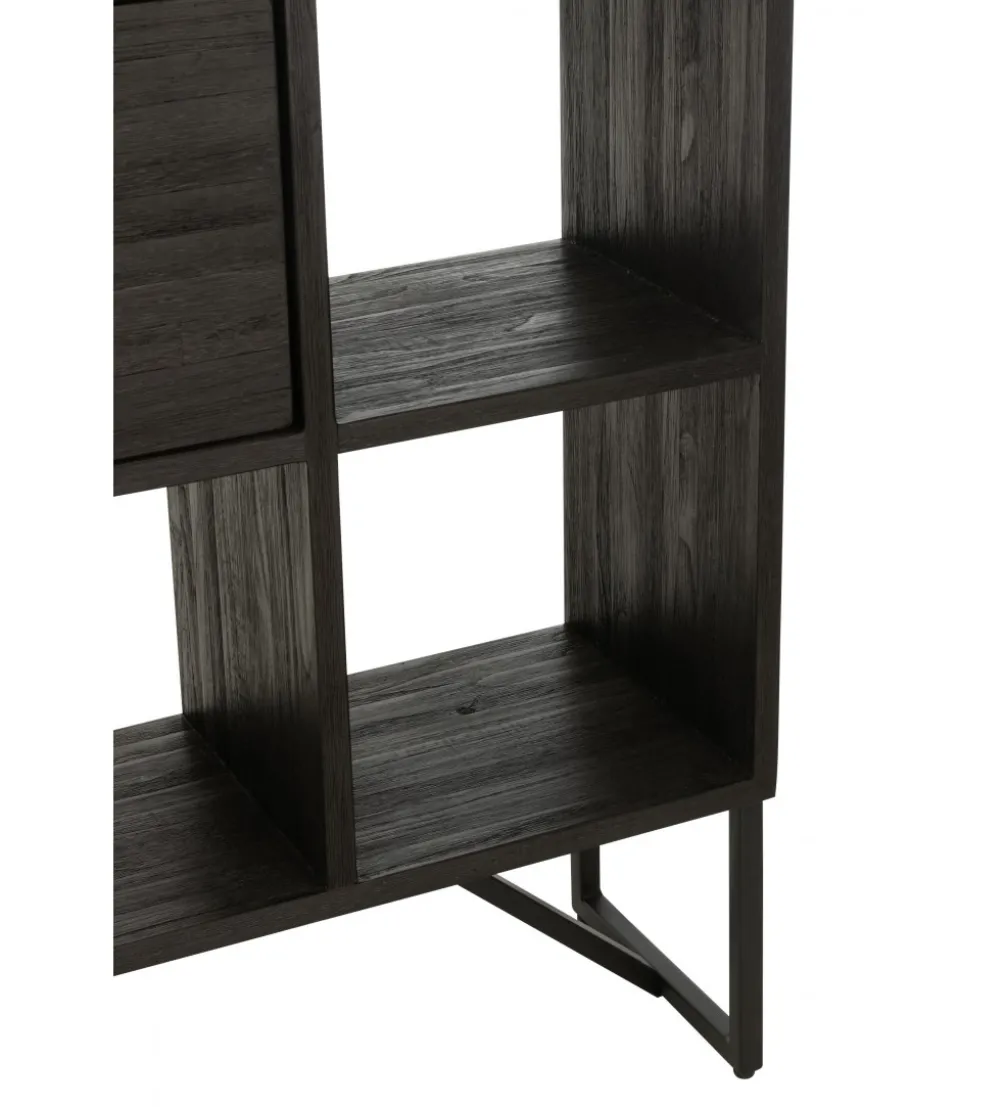 Regał HERTAB 158 cm drewno teak czarny