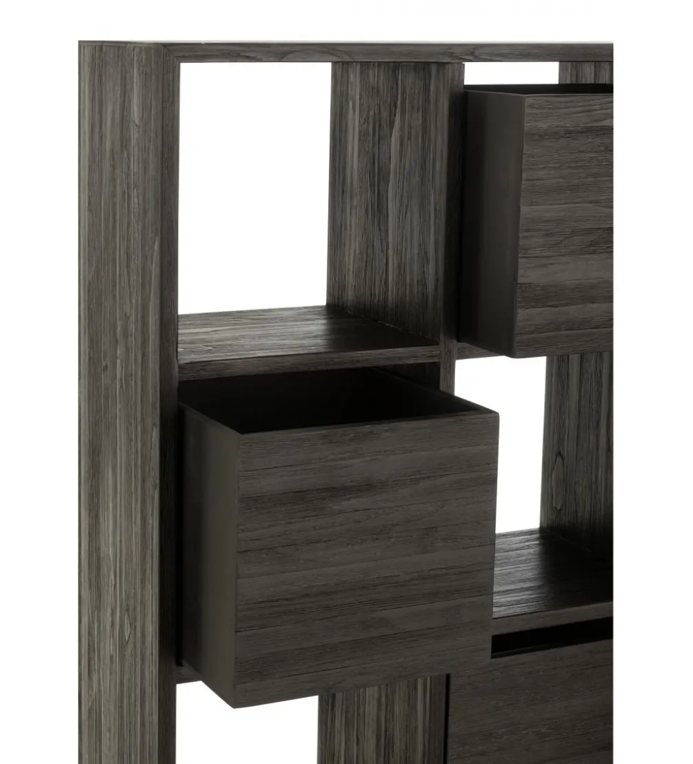 Regał HERTAB 158 cm drewno teak czarny