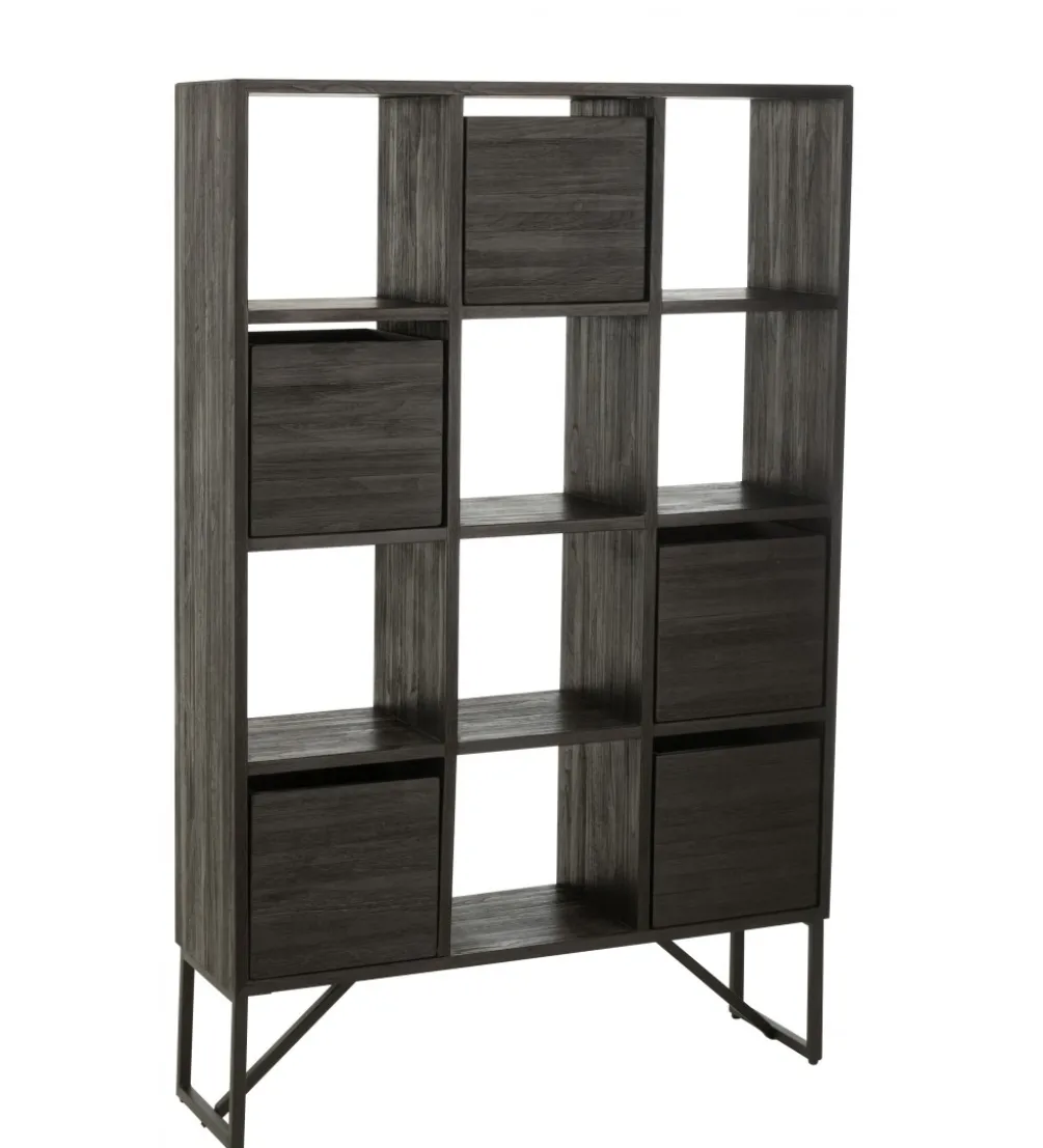 Regał HERTAB 158 cm drewno teak czarny