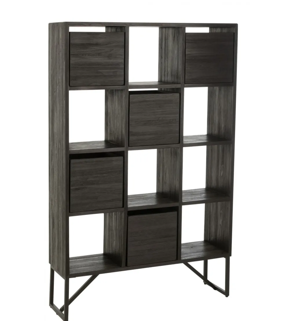 Regał HERTAB 158 cm drewno teak czarny