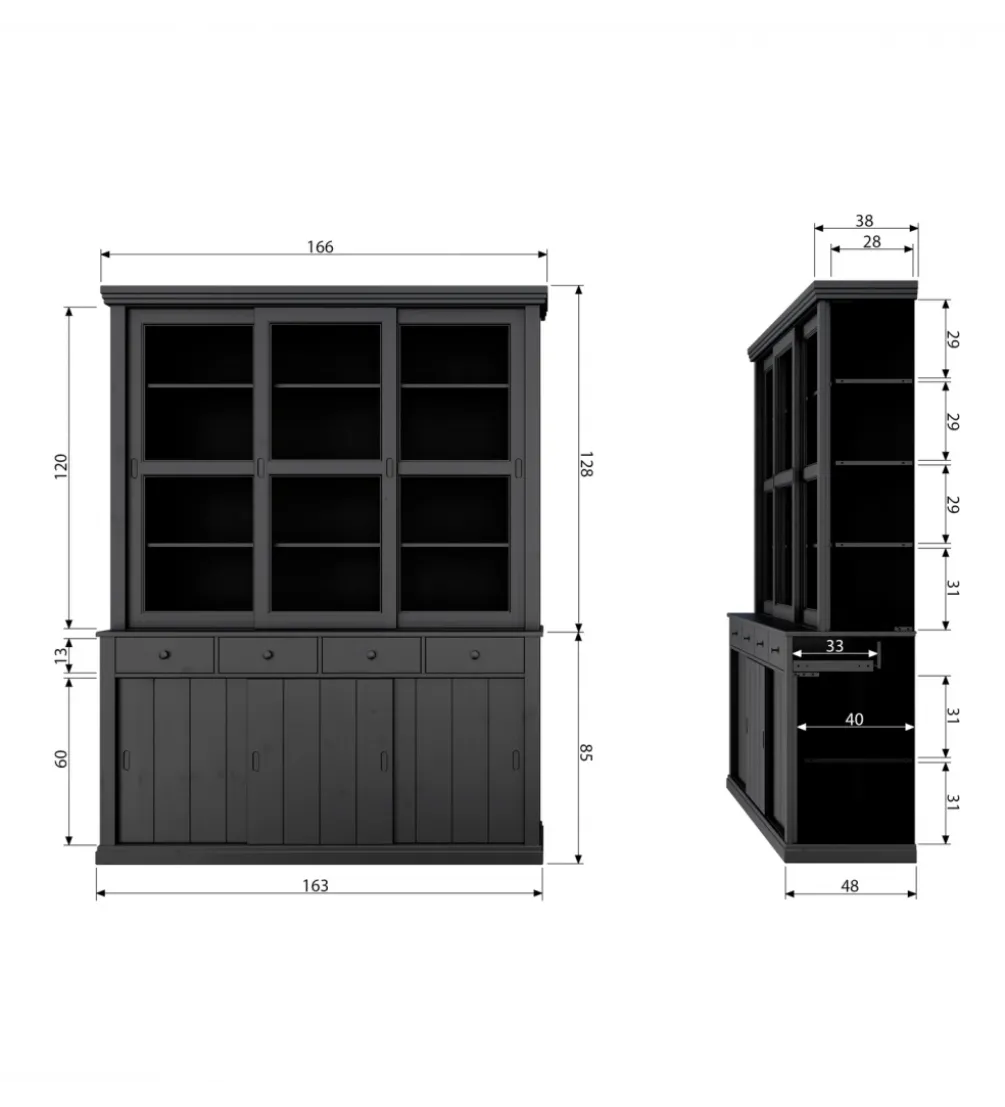 Regał LAGOS 214 cm drewno sosny czarny