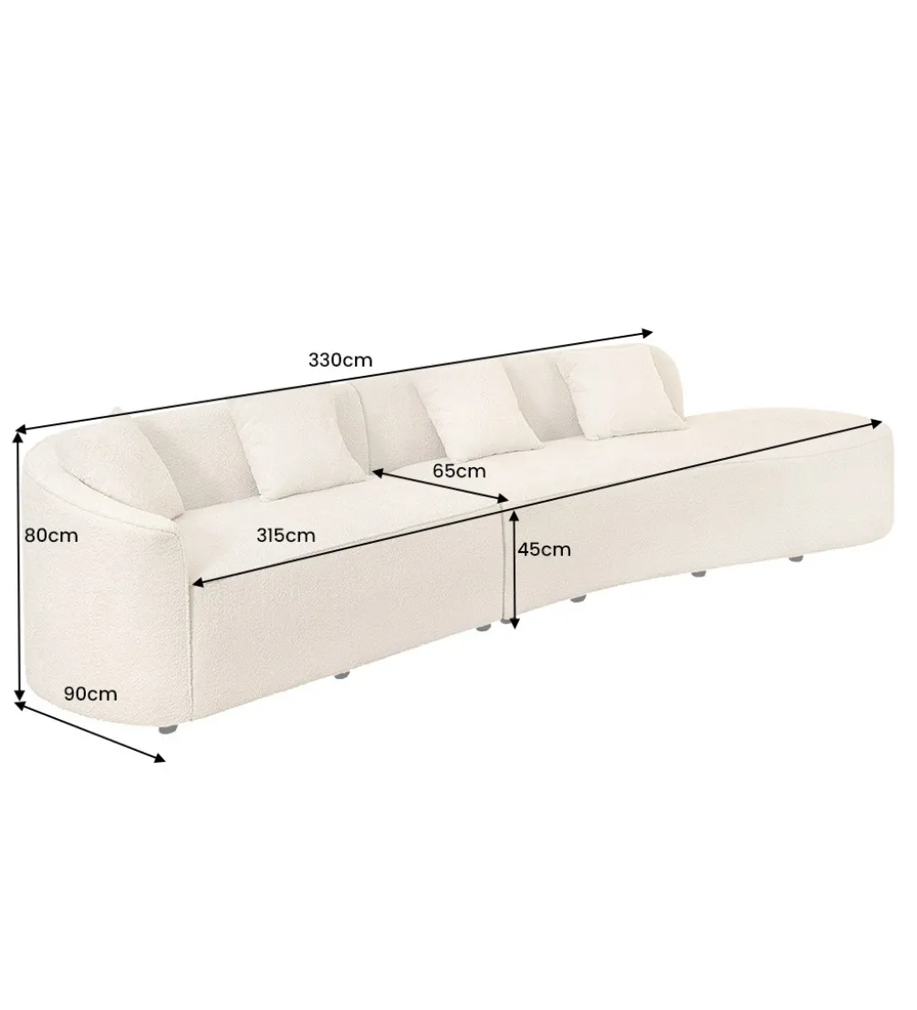Sofa ATELIER L 330 cm 3-osobowa bouclé beżowa