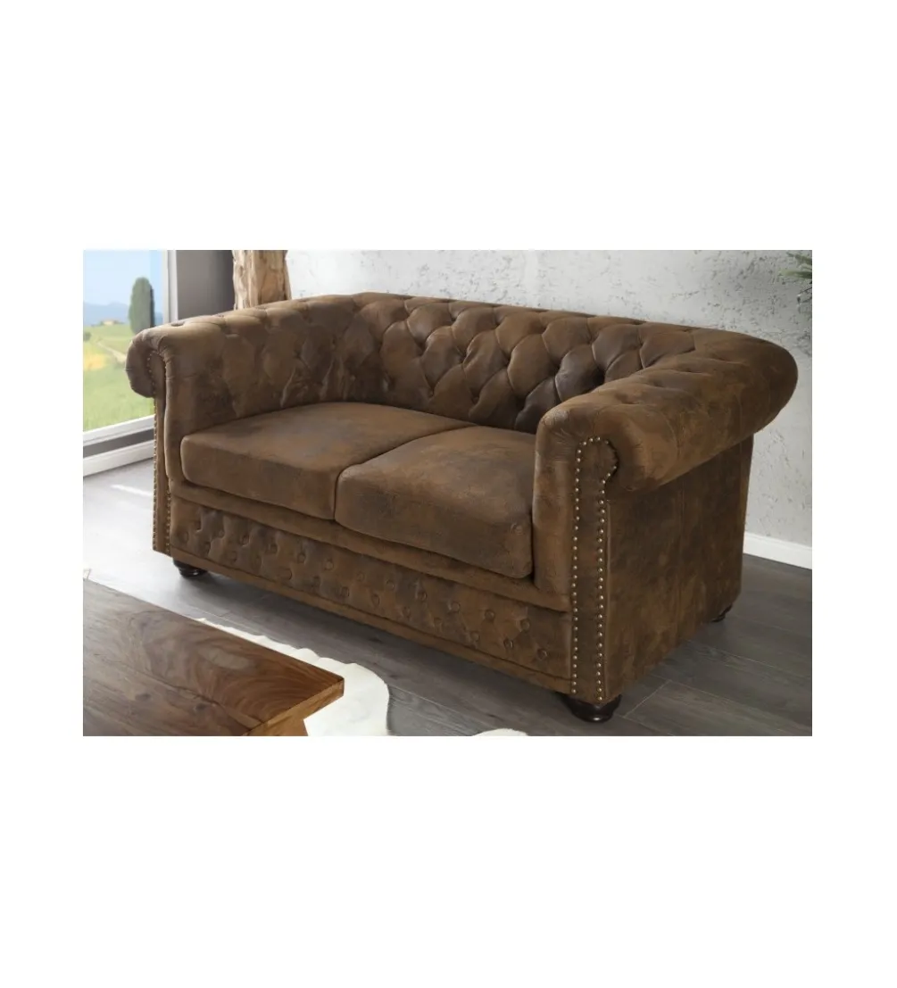 Sofa Chesterfield antyczny brąz