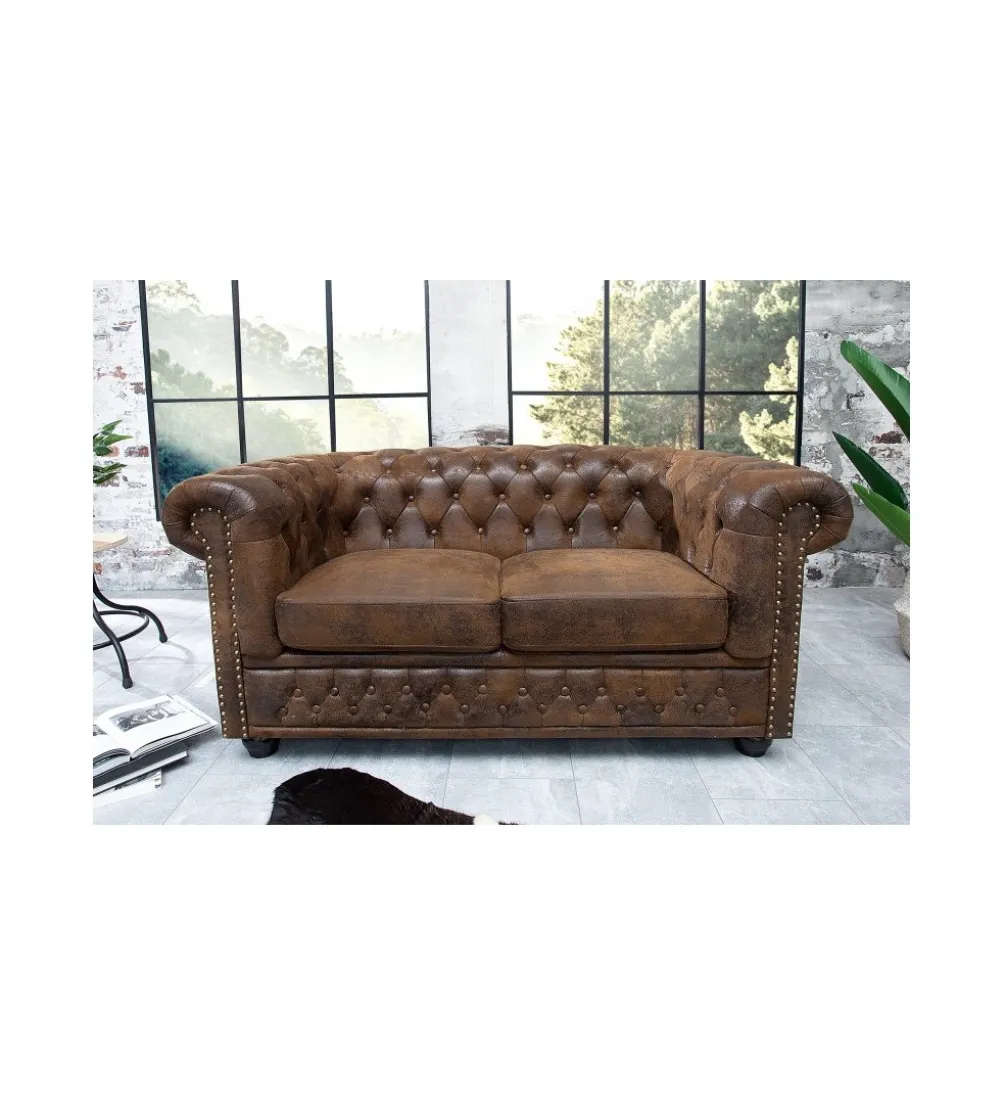 Sofa Chesterfield antyczny brąz