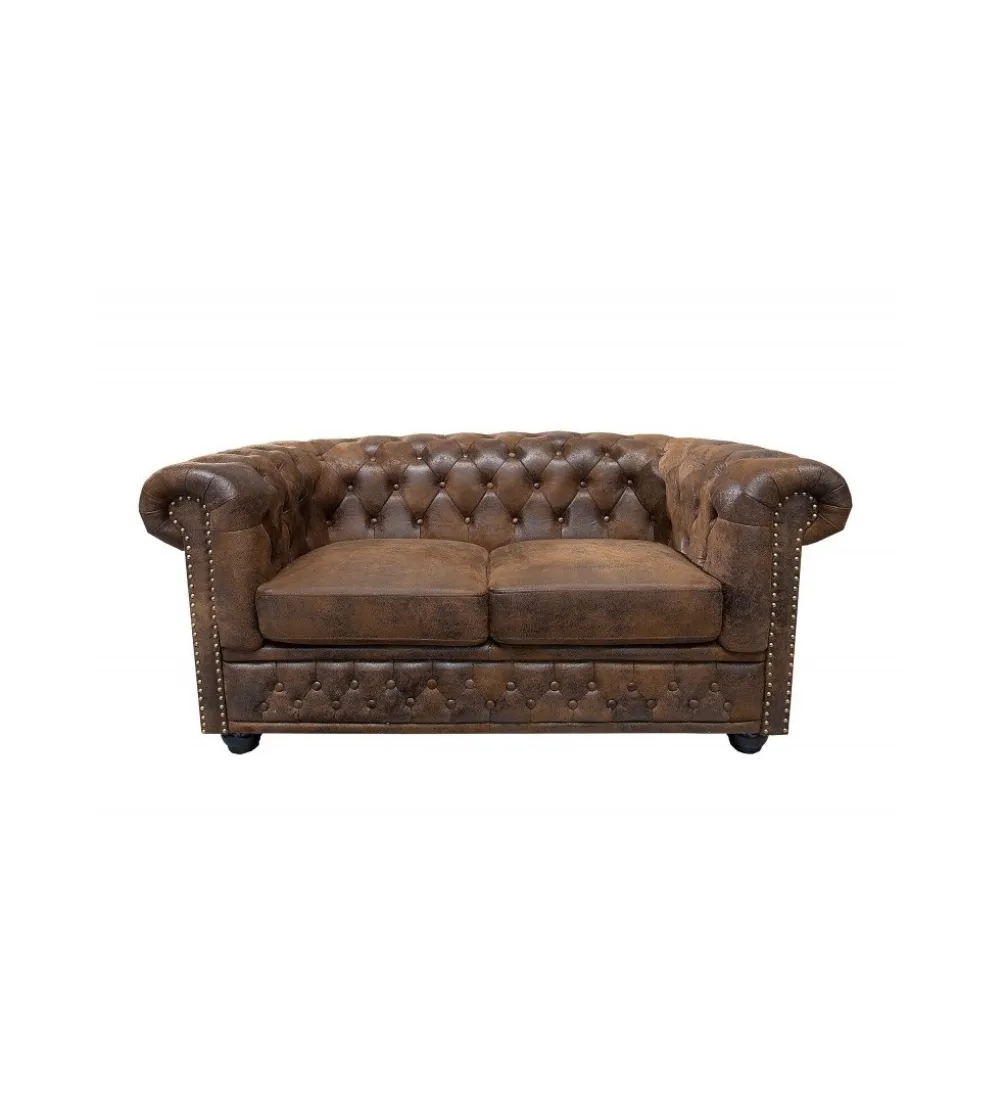 Sofa Chesterfield antyczny brąz