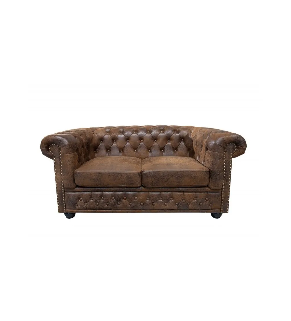 Sofa Chesterfield antyczny brąz