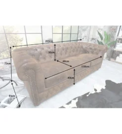 Sofa Chesterfield 205 cm antyczny brąz