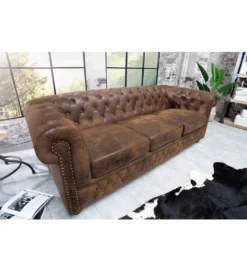 Sofa Chesterfield 205 cm antyczny brąz