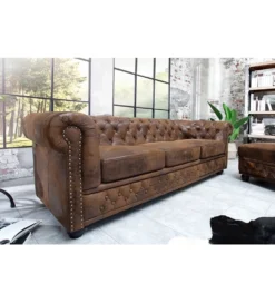 Sofa Chesterfield 205 cm antyczny brąz
