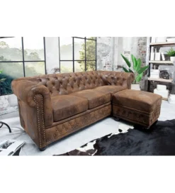 Sofa Chesterfield 205 cm antyczny brąz