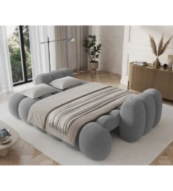 Sofa COTTONN 256 cm z funkcją spania jasny szary tkanina royal 04