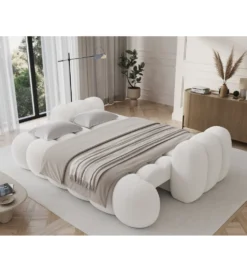 Sofa COTTONN 256 cm z funkcją spania biała tkanina paolli 01