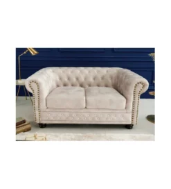 Sofa dwuosobowa ROCHESTER Chesterfield 150 cm beżowa