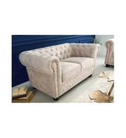 Sofa dwuosobowa ROCHESTER Chesterfield 150 cm beżowa