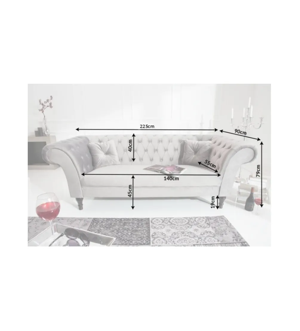 Sofa Euphoria 225 cm srebrno szara