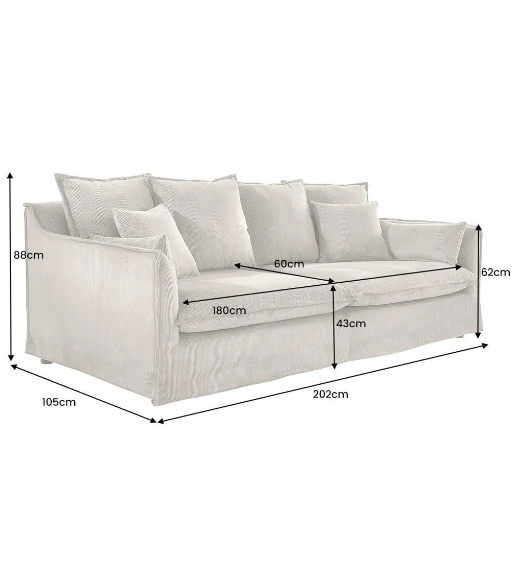 Sofa HEAVEN 200 cm cord greige