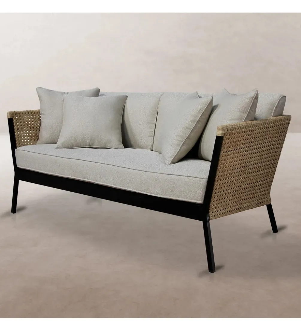 Sofa ogrodowa NIVA 171 cm naturalna czarna