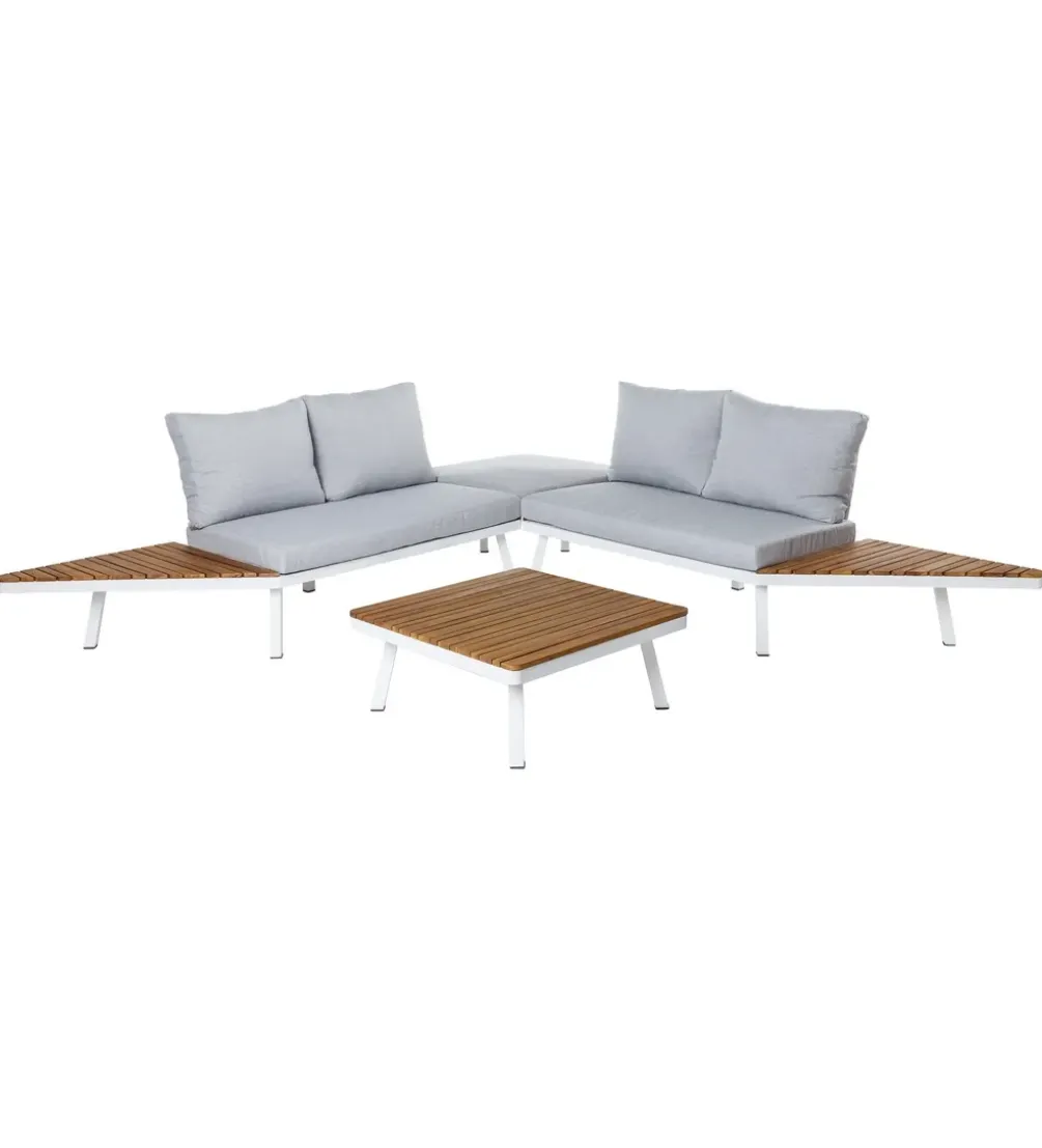 Sofa ogrodowa SASKIA 260 cm drewno akacja nogi białe