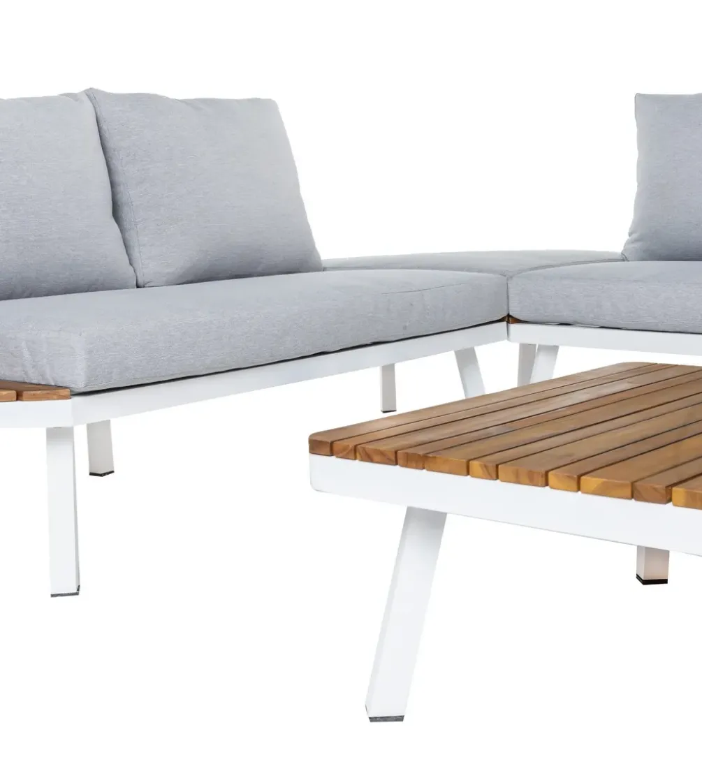 Sofa ogrodowa SASKIA 260 cm drewno akacja nogi białe