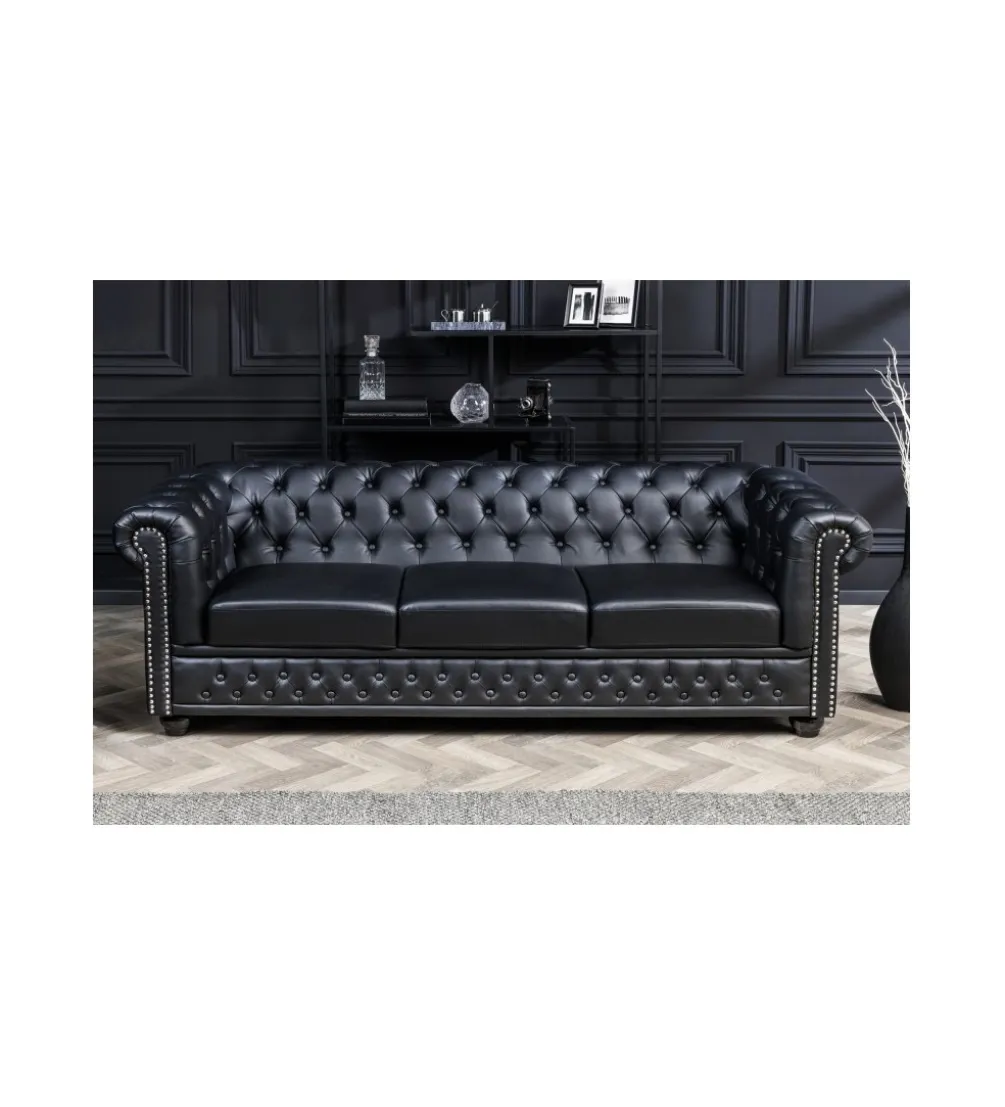 Sofa RONNI Chesterfield 205 cm czarna