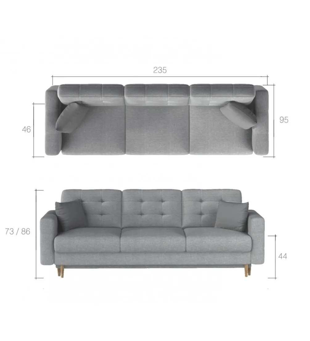 Sofa rozkładana ASGARD 235 cm z funkcją spania