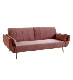 Sofa rozkładana BELLA 215 cm różany aksamit Puella