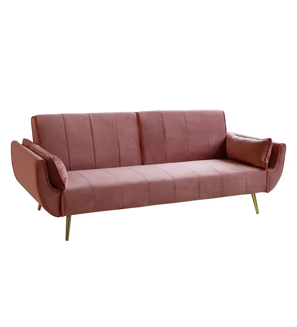 Sofa rozkładana BELLA 215 cm różany aksamit Puella