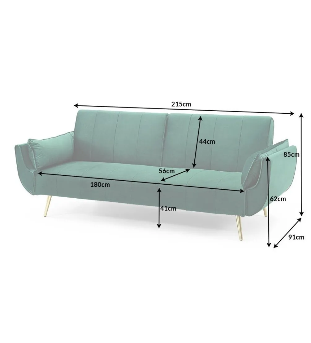 Sofa rozkładana BELLA II 215 cm zielony aksamit Puella