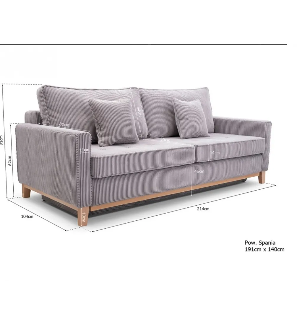Sofa rozkładana DANILO 214 cm z funkcją spania