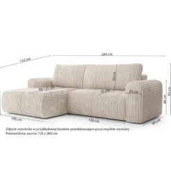 Sofa rozkładana KIOTO 245 cm z funkcją spania