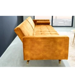 Sofa rozkładana MANILLA 196 cm musztardowo-żółta