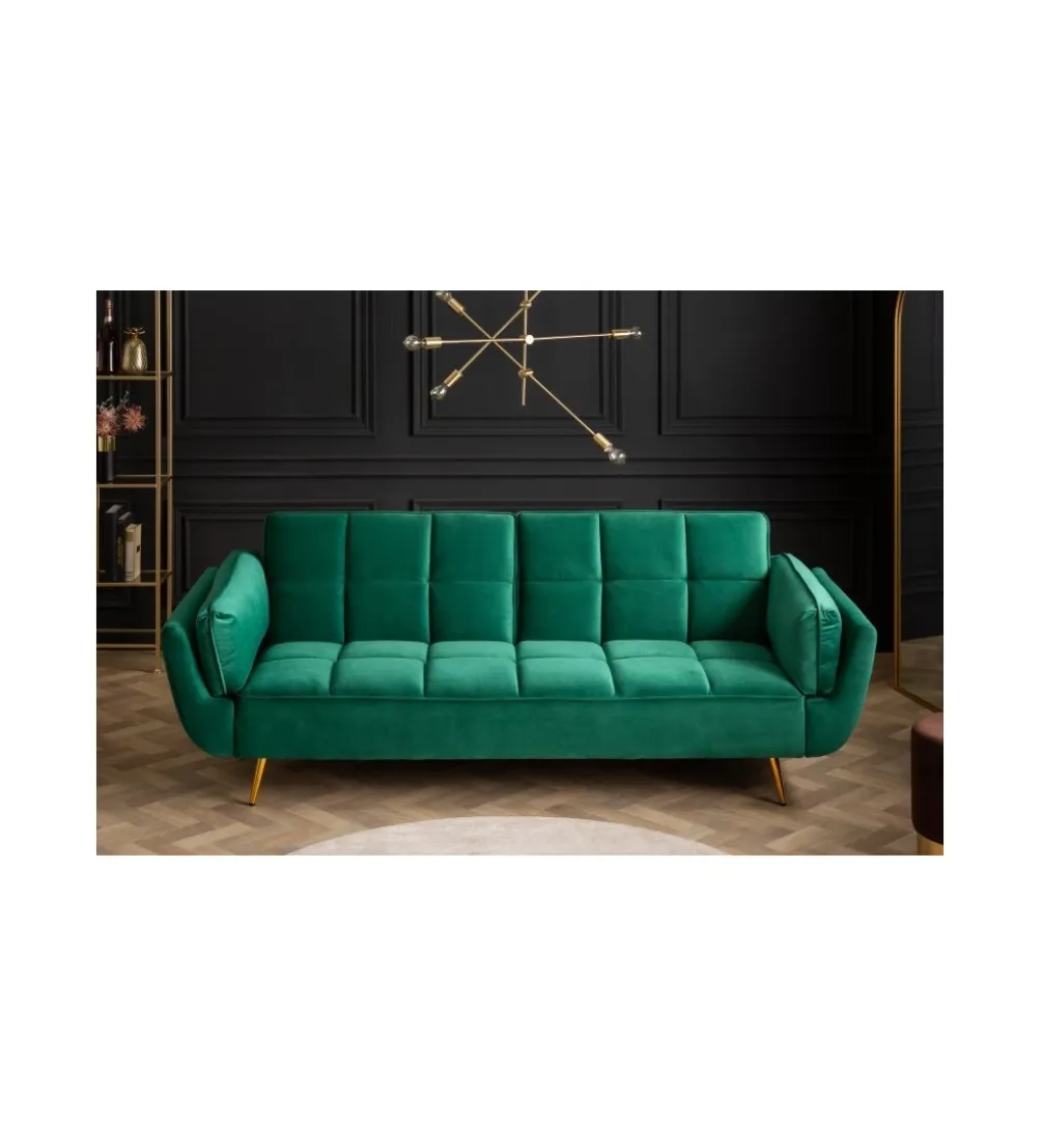 Sofa rozkładana OLIWIA 213 cm szmaragdowo-zielona