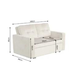 Sofa SMART 140 cm z funkcją spania welwet chmpagne beżowa