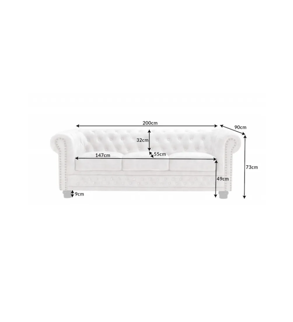 Sofa trzyosobowa ROCHESTER Chesterfield 200 cm beżowa